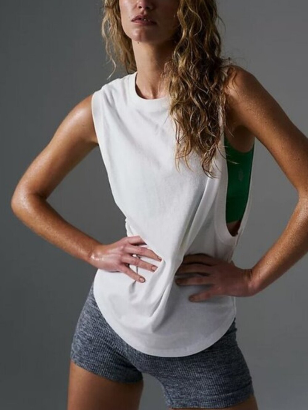 Free People Movement Spin Tank Top Muscle Cotton White Womens Size M Relax Fit